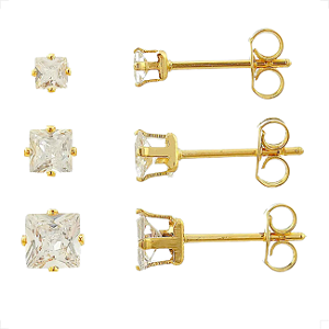 Brinco Trio Ponto de Luz Banho de Ouro 18K