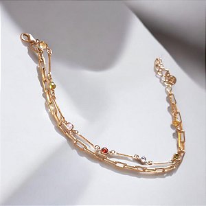 Pulseira Fio Duplo Cartier Banho de Ouro 18K