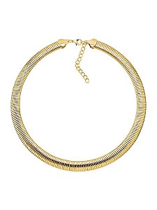 Colar Choker Malha Grossa Achatada Banhado a Ouro 18K 10mm