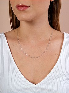 Corrente Modelo Mini Elos 40cm Banho de Prata