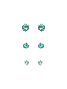 Brinco Trio Azul Turqueza Redondo Prata