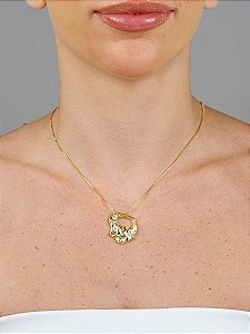 Colar Orgânico Texturizado Vazado 45 cm Banho de Ouro 18K