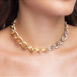 Colar Elo Oval Dois Banhos