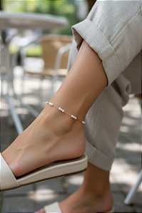 Tornozeleira Pérola Banho de Ouro 18K