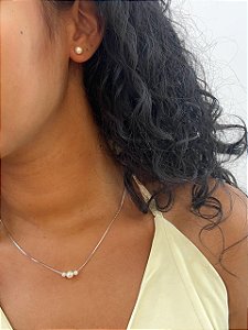 Conjunto Pérola Banho de Ródio