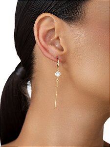 Brinco Argola Ponto de Luz e Franja Banho de Ouro 18K