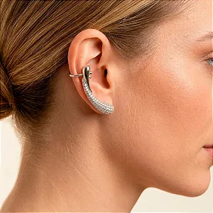 Brinco Earcuf Gota Cravejada Banho de Ródio