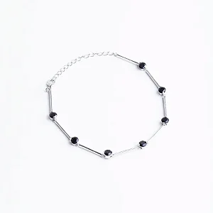 Pulseira Ponto de Luz Negra Ródio Branco
