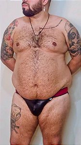 JOCK EM CIRRE PRETO COM FAIXA LARGA VERMELHA PLUS SIZE