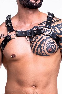 HARNESS EM COURO SINTÉTICO PRETO