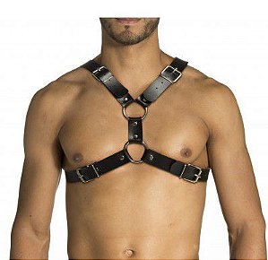 HARNESS EM COURO SINTETICO PRETO