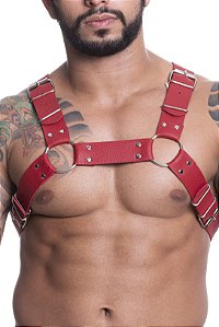 HARNESS PREMIUM EM COURO SINTETICO VERMELHO