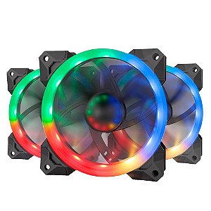 Kit Cooler Fan Redragon com 3 Unidades, RGB, 12cm - GC-F008