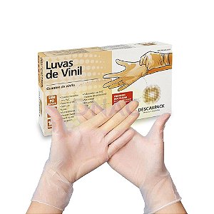 Luva Vinil sem Pó - Com 100 Unds -Descarpack