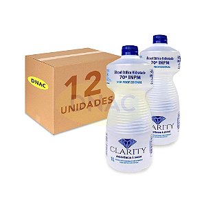 Álcool 70° Líquido - 1 L - Clarity - Caixa com 12 Un
