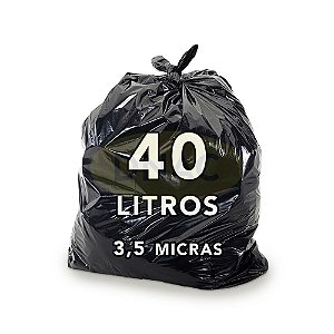 Saco De Lixo Preto 40 Litros 3,5 Micras Com 100 Unidades - DNAC