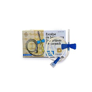 100 Escalpes 23g Azul Para Infusão - Descarpack