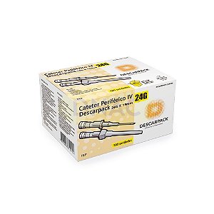 100 Agulhas Com Cateter Amarelo 24g Intravenoso Periférico - Descarpack
