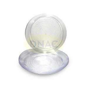 Prato Acrílico Redondo Cristal (22 cm) - Com 10 Un - Elite - Caixa com 20 Pacotes