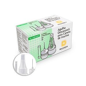 100 Agulhas Para Caneta De Insulina 32G 4mm - Descarpack