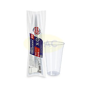 Copo Descartável PP 500 ml Liso Transparente - Pacote Com 50 un - Ultra