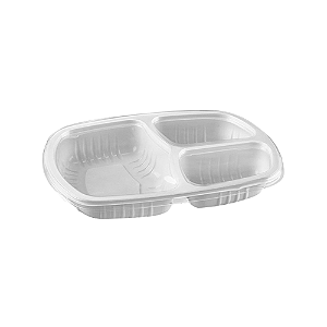 Bandeja 3 Divisórias Com Tampa 1150ml G330 100un - Galvanotek