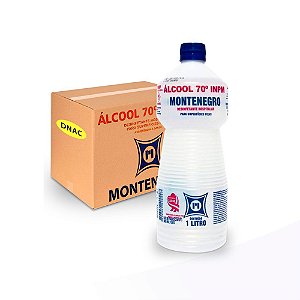 Álcool 70° Líquido - 1 L - Montenegro - Caixa com 12 Unidades
