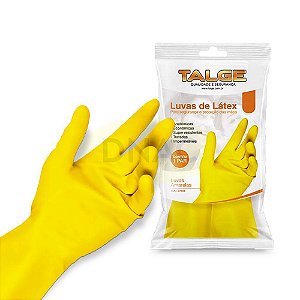 Luva Latex Amarela Antiderrapante Multiuso c/ 02 - Pacote com 12 Pares