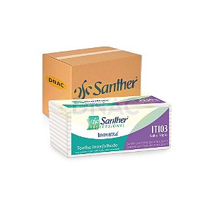 Papel Interfolhas Inovatta "Folha Tripla" ITI03 - Santher c/200 folhas - caixa com 12 pacotes