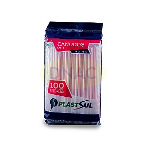Canudo Flexível Sachê 21 cm x 6 mm Com 100 Un - PlastSul