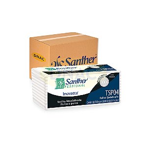 Papel Interfolhas Inovatta "Folha Quadrupla" TSP04 - Santher c/120 folhas - Caixa Com 10 Pacotes