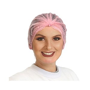 Touca Descartável TNT Rosa 42 cm - Com 100 Unidades