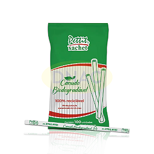 Canudo Biodegradável ( 5mm x 21cm ) Com 100 Unidades - Caixa com 30 Pacotes