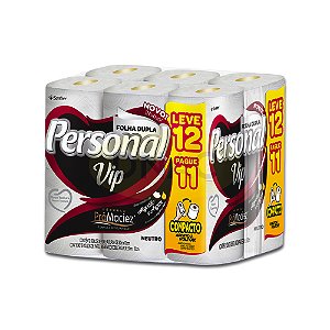Papel Higiênico Vip 30 m x 10 cm (Leve 12 Pague 11)  - Personal - Fardo com 6 Pacotes de 12 Rolos