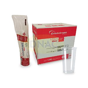 Copo Descartável PP Liso 550 ml Transparente - Caixa Com 20 pacotes de 50 unidades - Cristalcopo
