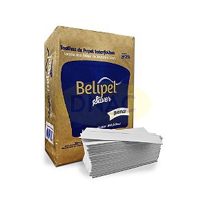 Papel Interfolhas (20 x 20,5) Branco Silver - Com aprox. 1.000 g - Belipel - Fardo com 5 Pacotes