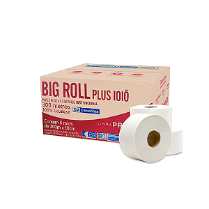 Papel Higiênico Rolão 100% Celulose Plus Branco (8 X 300 m) - Big Roll