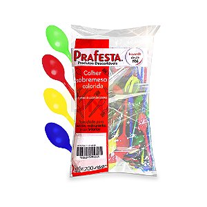 Colher Plástica Sobremesa  colorida - Com 200 Unidades
