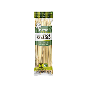 Palito p/Churrasco Bambu (25 cm x 4 mm) - Com 100 Unidades - Inoven