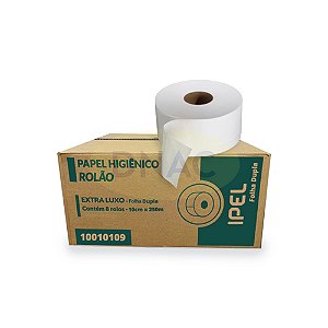 Papel Higiênico Rolão 100% Celulose Extra Luxo Folha Dupla (8 X 250 m) - IPEL