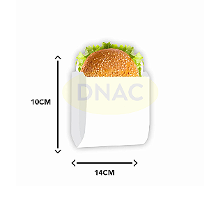 Saco Papel Branco p/ Hamburguer - 14 x 10 - Com 500 Unidades