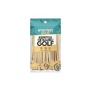 50un Palito Bambu Petisco Hamburguer Golf 15cm Inoven