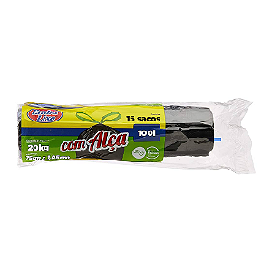 Saco de Lixo 100 L Preto com Alça 75 x 1,05m Embalixo com 15 unidades