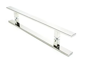 Kit Puxador 1 Metro Cromado Em Inox + Fechadura Rolete Instaldos