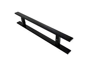 Kit Puxador 1 Metro Preto Em Inox + Fechadura Rolete Instalados