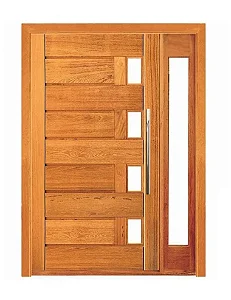 Porta Pivotante Jundiai Com Visor Lateral - Madeira Maciça - Angelim