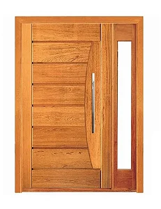 Porta Pivotante Pavuna Com Visor Lateral - Madeira Maciça - Angelim