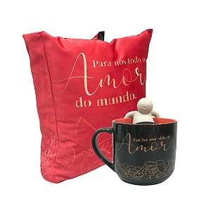 Kit Caneca com Infusor e Almofada Amor