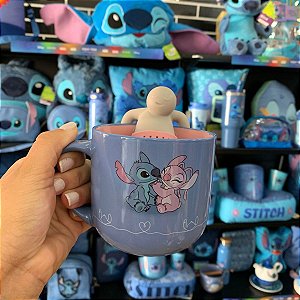 Caneca Stitch e Angel Namorados com Infusor