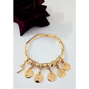 Bracelete Folheado 18k Nome - 7 Saias Pombogira Guardiã Umbanda Candomblé